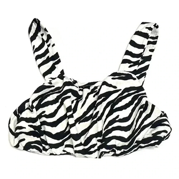 ZARA Gauze Textured Zebra Print Crop Top 13-14y NWOT - Picture 1 of 5